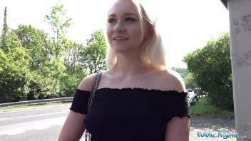 Public Agent Blonde teen Marilyn Sugar fucked in the woods